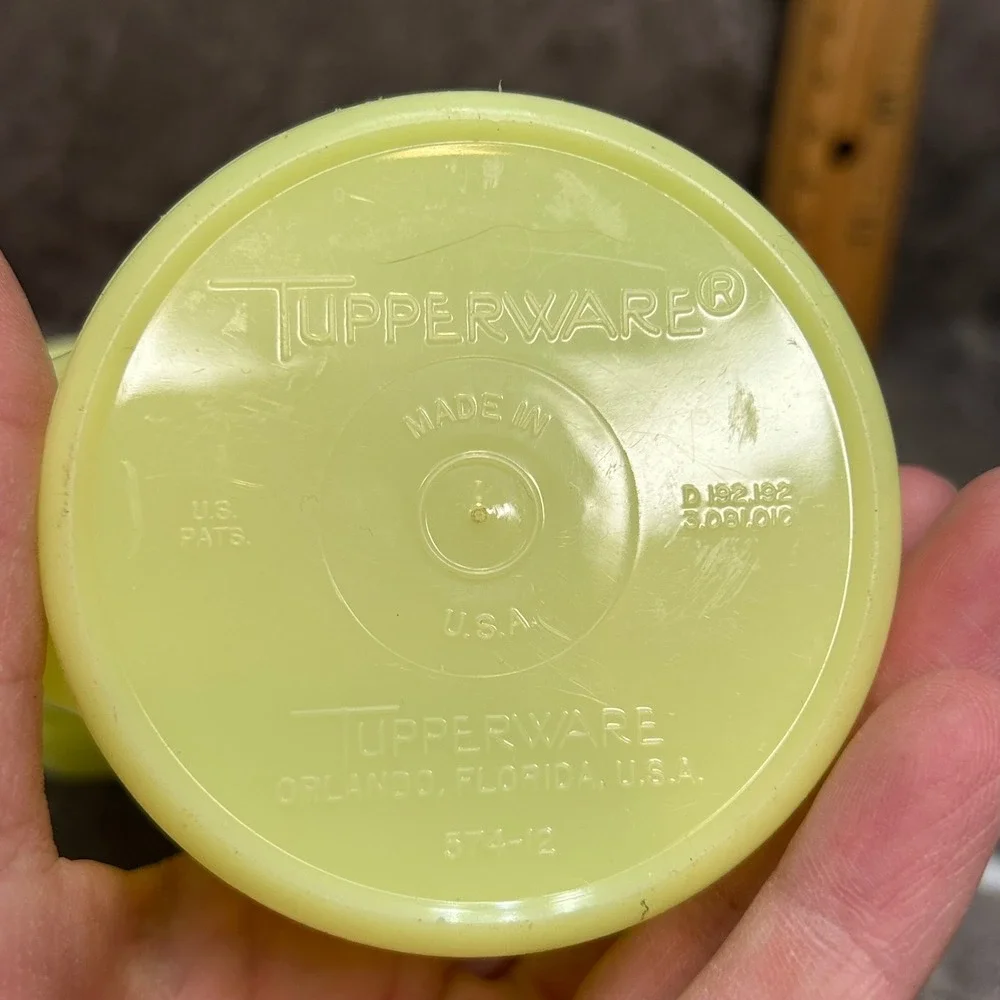 Vintage Tupperware Lime Green/Yellow Creamer Pitcher Flip Top Lid Made in USA